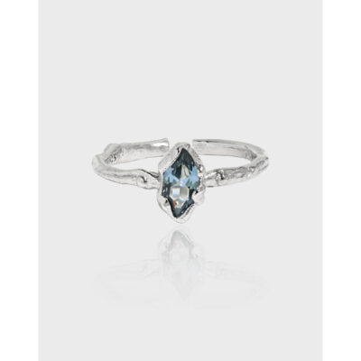 713 lạnh phong cách niche thiết kế cá tính kết cấu không đều ánh sáng sang trọng zircon bạc S925 mở nhẫn nữ
