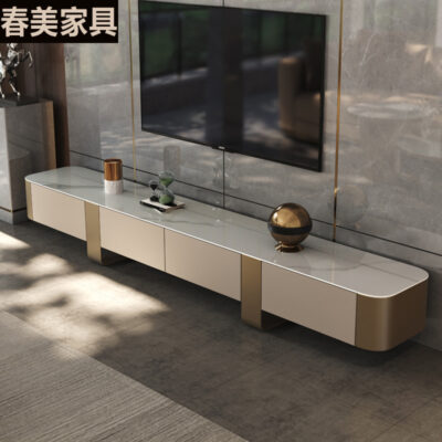 Ánh sáng Ý sang trọng phiến đá bàn trà kết hợp tủ TV hiện đại tối giản phòng khách căn hộ nhỏ nhà thiết kế tầng tủ cao cấp