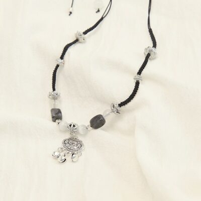 Trung Quốc mới phong cách retro cũ khóa an ninh mặt dây chuyền vòng cổ thiểu số thiết kế phong cách dân tộc phù hợp kéo xương đòn dây chuyền vòng cổ