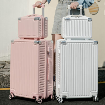 Thời Trang Xe Đẩy Nữ Sinh PC Hành Lý Góc Nhôm Dây Kéo Vali 24 Inch 26 Vali Xuyên Biên Giới Sỉ