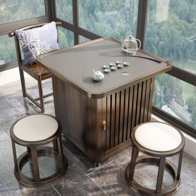 Bàn trà di động tại nhà Bàn trà nhỏ Xe đẩy trà bằng gỗ nguyên khối nhỏ có bánh xe Ban công Bàn trà nhỏ Kết hợp bàn trà Trung Quốc mới