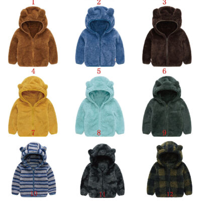 Mới Cho Bé Tai Gấu Áo Khoác Dễ Thương Nam Nữ Cho Bé Màu Áo Có Áo Khoác Quần Áo Trẻ Em Áo Len Len
