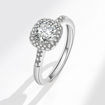 Nhỏ Sách Đỏ Nổ Khối Lập Phương Đường Vòng Siêu Flash Nhẫn Đính Đá Zircon Nữ Mở Đầu Giả Moissanite Mới Nữ Nhẫn