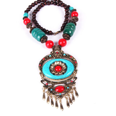 Nhà Máy Store Tây Tạng Trang Sức Bohemian Đĩa Hoa Tua Rua Vòng Cổ Dân Tộc Bãi Biển Áo Len Mới Dây Chuyền
