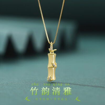 Vòng cổ tre mạ vàng bạc S925 nữ Hetian thiết kế mặt dây chuyền xương đòn chuỗi thích hợp trang sức thời trang Nhật Bản và Hàn Quốc