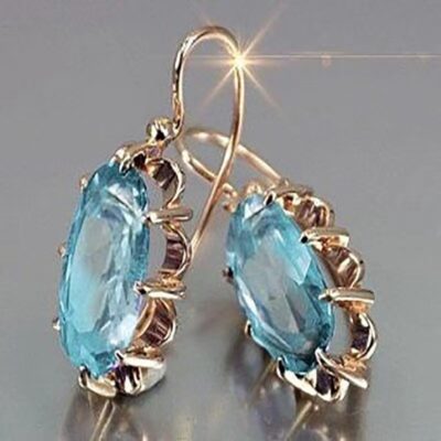 Longrui xuyên biên giới thời trang châu Âu và châu Mỹ mới đơn giản khảm đá quý vàng lớn tám móng móng vuốt khóa bông tai móc tai