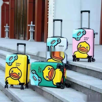.Vịt nhỏ màu vàng nổi tiếng trên mạng có thể ngồi và đi xe đẩy vali bé inch đi xe đẩy trẻ em
