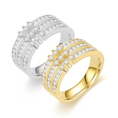 Thích hợp châu Âu và châu Mỹ xuyên biên giới nhẫn thép titan mới nhẫn kim cương nam zircon phiên bản Hàn Quốc cặp đôi nổi tiếng nhẫn nhẫn