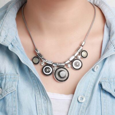 Âu Mỹ xuyên biên giới trang sức hợp kim mới dây chuyền Punk Bohemian dân tộc pha lê Zircon nhựa đính hạt vòng cổ