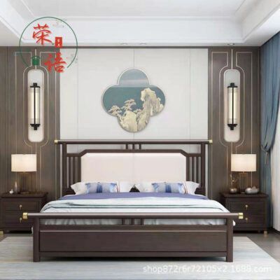 Giường mềm kiểu Trung Quốc mới Giường gỗ nguyên khối 1,8m Giường ngủ chính phong cách Trung Quốc hiện đại Giường đôi đơn ngăn kéo hộp cao giường lưu trữ