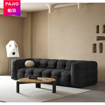 Mới Nhỏ Sách Đỏ BOBA Kẹo Bông Wabi Sabi Phong Cách Retro Thịt Cừu Nhung Nhà Thiết Kế Phòng Khách Vải Đen Bánh Mì Sofa