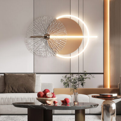 Sắt nghệ thuật trang trí tường ánh sáng hiện đại sang trọng phòng khách kim loại treo trang trí nhà hàng ba chiều có đèn trang trí Bắc Âu treo tường phòng ngủ