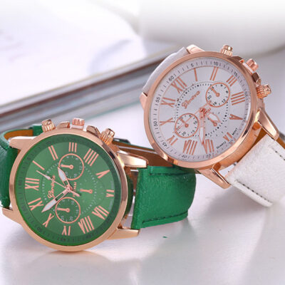 AliExpress Đồng Hồ Nữ Geneva Geneva Giả Ba Mắt Dây Thời Trang Nữ Quy Mô La Mã Đồng Hồ Nữ