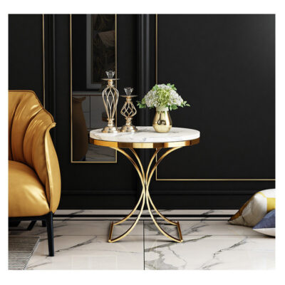 Đẹp hậu hiện đại sang trọng trong nhà bằng đá cẩm thạch Bàn cà phê nhỏ hiện đại tối giản góc phòng khách bằng thép không gỉ bàn phụ sáng tạo giản dị
