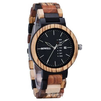Thắt lưng thời trang BEWELL lịch tuần đồng hồ màu gỗ đồng hồ nam bằng gỗ sáng tạo điểm thương mại điện tử xuất khẩu