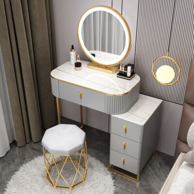 Ánh sáng sang trọng Bàn trang điểm phòng ngủ hiện đại tối giản bàn trang điểm căn hộ nhỏ kiểu Bắc Âu lưới đỏ Ins tủ đựng đồ tích hợp