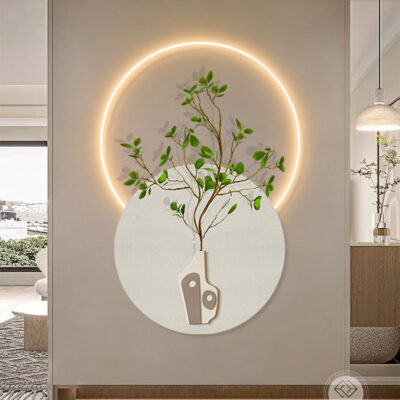 Tranh trang trí hiên nhà cây xanh cao cấp tranh đèn led kem gió hành lang lối đi tranh treo tranh sa thạch ba chiều