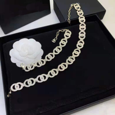 Xiangjia Phiên Bản Cao Đôi C Vòng Cổ Vòng Tay Xiaoxiang Phong Thủy Khoan 18K Xương Đòn Dây Chuyền Vòng Cổ Vòng Tay Thế Hệ Nữ