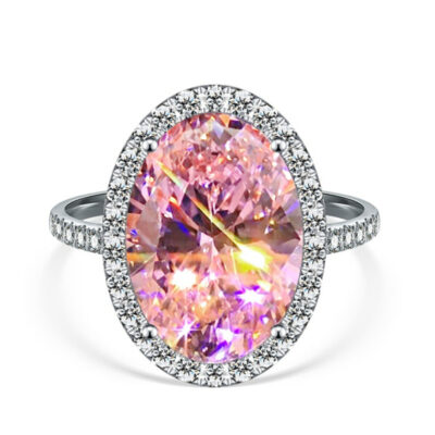 Nhẫn kim cương màu bột zircon hình quả trứng khảm siêu nhỏ xuyên biên giới Những người nổi tiếng Âu Mỹ Khí chất sang trọng Nhẫn kim cương hình quả trứng lớn cho nữ