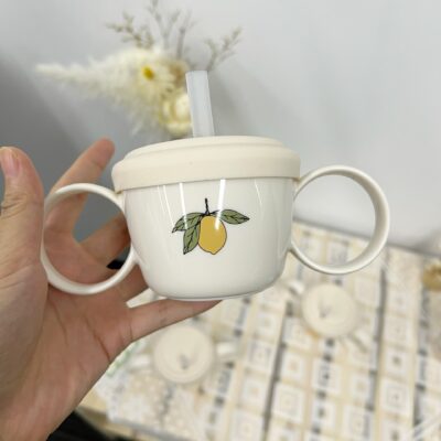 Mới Ins Cho Bé Thực Phẩm Bổ Sung Hai Tai Bát Ăn Cho Trẻ Sơ Sinh Bộ Đồ Ăn Hai Tai Bát Uống Nước Súp Nước Ăn Nhẹ Cốc