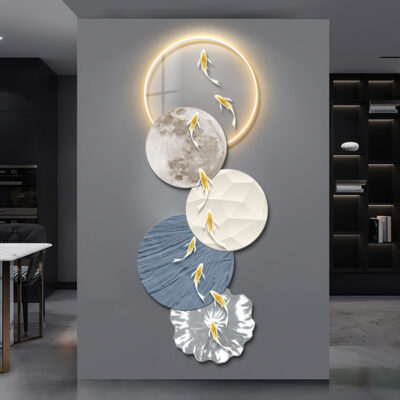 Hình Cửu Cá Lối Vào Lối Vào Tranh Trang Trí Hướng Cửa Đèn Phòng Khách Sang Trọng Hành Lang Lối Đi Treo Tranh Đèn Sense Cao Cấp Bức Tranh Tường