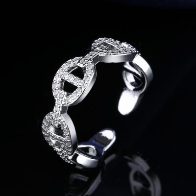 Ngọt ngào, ánh sáng sang trọng thời trang cá tính ngón trỏ nhẫn trang sức nữ micro đính kim cương lợn mũi nhẫn phát sóng trực tiếp zircon