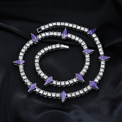 Vòng cổ hip-hop Black Panther Mua kim cương Dây chuyền xương đòn châu Âu và Mỹ Đường phố hợp thời trang Chuỗi lưới nam Đèn nhỏ giọt dầu Niche Đèn ngủ dành cho nữ