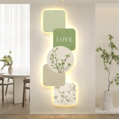 Bắc Âu kem gió hiên nhà trang trí tranh nhỏ cây xanh tươi cây đèn LED Tranh hành lang lối đi treo tranh đối diện với cửa bức tranh tường