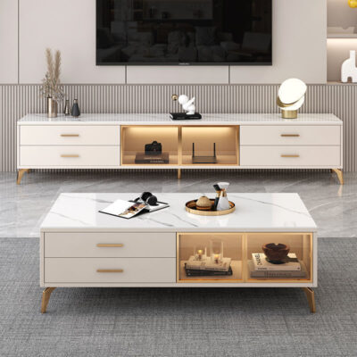 Đá phiến nhẹ sang trọng Tủ Tivi bàn cà phê kết hợp hiện đại nhỏ gọn căn hộ nhỏ nhà gỗ nguyên khối phòng khách tủ Tivi sàn tủ