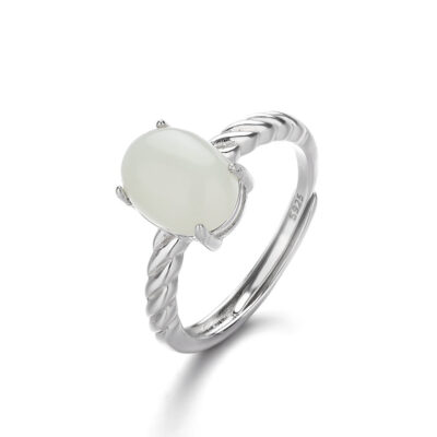 Tính khí bạc S925 Cánh hoa xoắn ốc đơn giản Nhẫn kim cương 1 carat Nhẹ sang trọng Bốn móng thời trang Cầm hoa Nhẫn nam và nữ