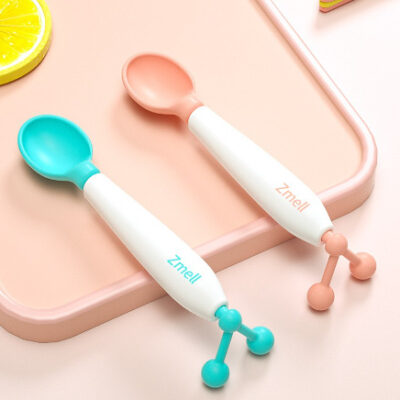 Zmell Thìa Trẻ Em Xoay Được Thìa Đào Tạo Nhiệt Độ Cho Bé Thìa Trái Cây Nghiền Thực Phẩm Bổ Sung Thìa Cho Bé Bộ Đồ Ăn