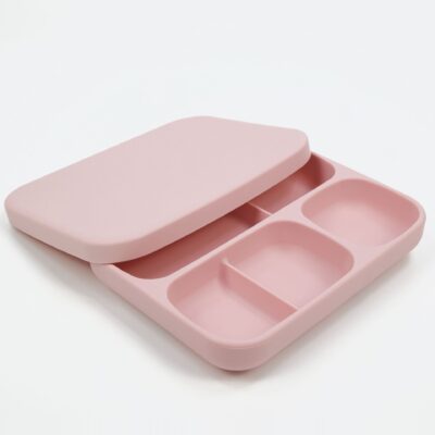 Hàn Quốc Lưới Vuông Mút Bát Bộ Đồ Ăn Cho Bé Đĩa Silicon Tích Hợp Thực Phẩm Bổ Sung Bát Đĩa Trẻ Em