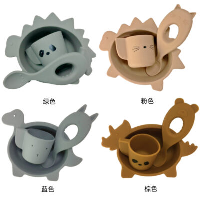 Bán buôn Dinosaur Series Bộ đồ ăn bằng silicon Thức ăn bổ sung cho trẻ em Đồ ăn nhẹ Tấm đào tạo Bộ đồ ăn chống rơi Các nhà sản xuất bây giờ Khuôn