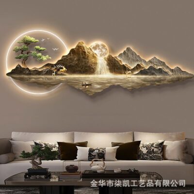 Nước chảy tạo ra sự giàu có bức tranh phong cảnh phong cách Trung Quốc mới trang trí phòng khách bức tranh nền sofa treo tường bầu không khí tranh trang trí tường phòng trà cao cấp