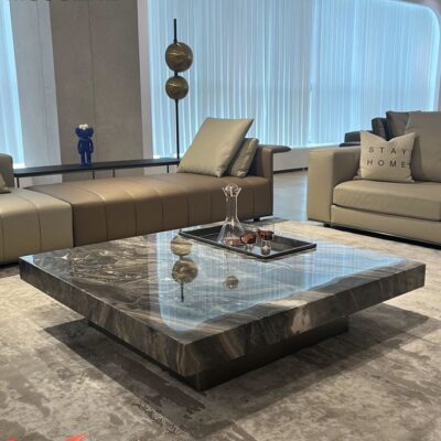 Nhà thiết kế tối giản người Ý lưới Đẹp đỏ sang trọng biệt thự bằng đá cẩm thạch phòng khách cỡ lớn bàn cà phê hình chữ nhật