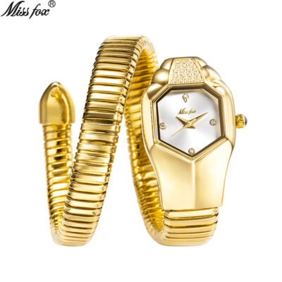 Đồng hồ MISSFOX dành cho nữ, đồng hồ đeo tay nữ hình rắn cao cấp, hợp thời trang, giản dị, không thấm nước, chống thấm nước