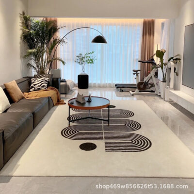 Ánh Sáng Sang Trọng Morandi Phòng Khách Thảm Bắc Âu Dày Diện Tích Lớn Giặt Thảm Lót Phòng Ngủ Thảm Trắng Đen