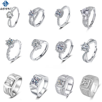 Trái tim và Mũi tên Giả Nhẫn kim cương Moissanite Thời trang đơn giản Sáu móng vuốt Cảm giác cao cấp Nhẫn cưới nam và nữ Cung cấp nhẫn chỉ số Bán buôn