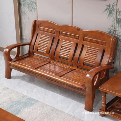 Phong cách Trung Quốc tất cả ghế sofa bằng gỗ nguyên khối kết hợp kiểu cũ gỗ thông thường chỗ ngồi ba người căn hộ nhỏ phòng khách đồ nội thất bằng gỗ nông thôn