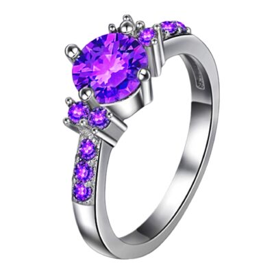Bán nóng ngoại thương ở châu Âu và châu Mỹ nhẫn bán nóng nữ nhẫn cưới đá quý màu tím micro-dát cặp đôi trang sức nhà máy bán trực tiếp