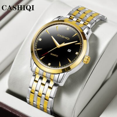 Mới Kashiqi Đồng Hồ Douyin Lưới Đỏ Phát Sóng Trực Tiếp Phong Cách Đơn Giản Dây Thép Lịch Lịch Nam Đồng Hồ Thạch Anh