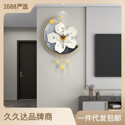 Đồng hồ treo tường mới ánh sáng sang trọng hiện đại tại nhà đồng hồ thời trang phòng khách 2023 lưới đỏ sáng tạo đơn giản nhà hàng đồng hồ treo tường