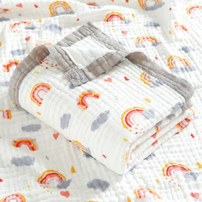 Khăn gạc rộng vành 6 lớp cotton nguyên chất cho bé xuân hạ thu hè chăn sơ sinh sợi cotton thoáng khí khăn tắm trẻ em