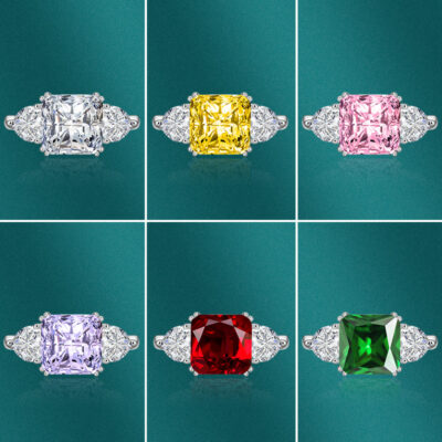 Chúc Châu Âu và Hoa Kỳ sống miệng nhẫn nữ công chúa màu hồng hình vuông phụ kiện nhẫn kim cương quốc tế cung cấp trang sức cưới