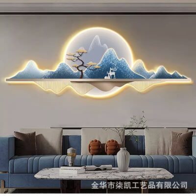 Tranh trang trí phòng khách sang trọng ánh sáng hiện đại có mặt sau và đèn LED cao cấp tranh treo tường tranh phong cảnh nai sừng tấm