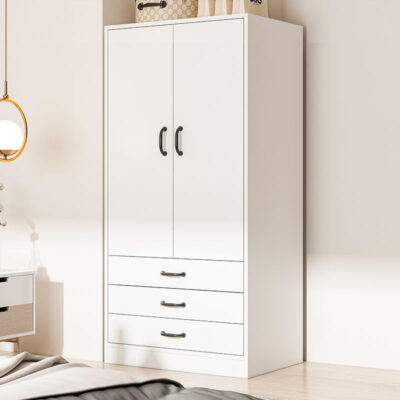 Móc treo quần áo nhỏ gia đình kệ gỗ phòng ngủ tủ quần áo lắp ráp đơn giản nhà cho thuê bền đẹp hai tủ