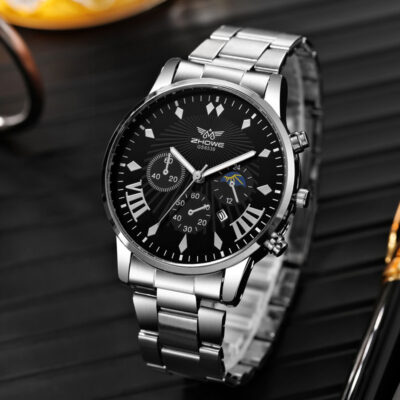 Còn Hàng Dây Thép Nam Đồng Hồ Mặt Lớn Đồng Hồ Thạch Anh Ngoại Thương Đồng Hồ Lịch Nam Hợp Thời Trang Đồng Hồ Nam