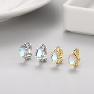 Bông tai Yingbaida bạc 925 bông tai giọt nước đính đá mặt trăng nữ phiên bản Hàn Quốc bông tai khóa ins bông tai gió lạnh một thế hệ tóc