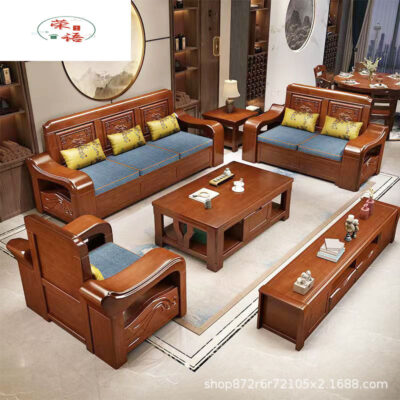 Sofa gỗ nguyên khối hiện đại của Trung Quốc mùa hè và mùa đông sử dụng kép cho căn hộ nhỏ lưu trữ sofa kết hợp phòng khách tất cả đồ nội thất bằng gỗ nguyên khối