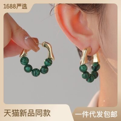 Pháp retro ngọc lam thiết kế thích hợp bông tai gió lạnh cao cấp nữ trang sức cá tính lưới bông tai khí chất màu đỏ